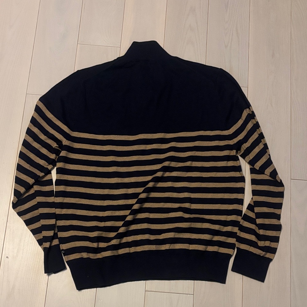 NWT Nautica Men's Black and Tan Quarter Zip-Up Sweater - Picture 6 of 6
